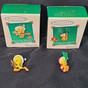 Hallmark Tweety Keepsake Mini Ornaments A Sweet for Tweety & Up To The Tweetop